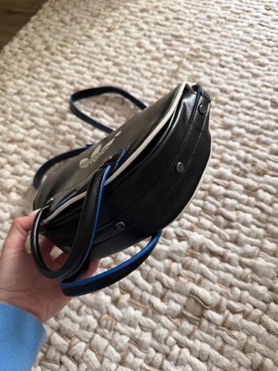 adidas Black Mini Crossbody with White Trefoil and Blue Trim - Picture 4 of 16